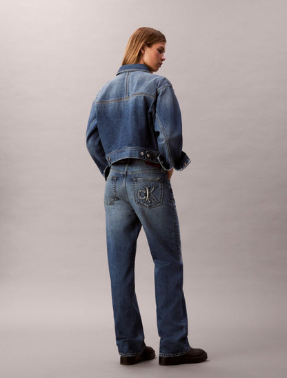 Calvin Klein Distressed Monogram 90s Straight Cins