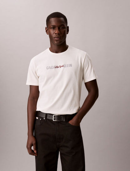 Calvin Klein New York Script Logo Qrafik Klassik Köynək