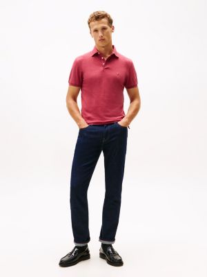 Tommy Hilfiger Slim Fit Stretch Pique Polo, Qırmızı Heather