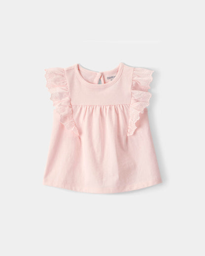 OshKosh B'gosh Qız Uşaq Göz Dəliyi Tərəvətli Köynəyi - Çəhrayı