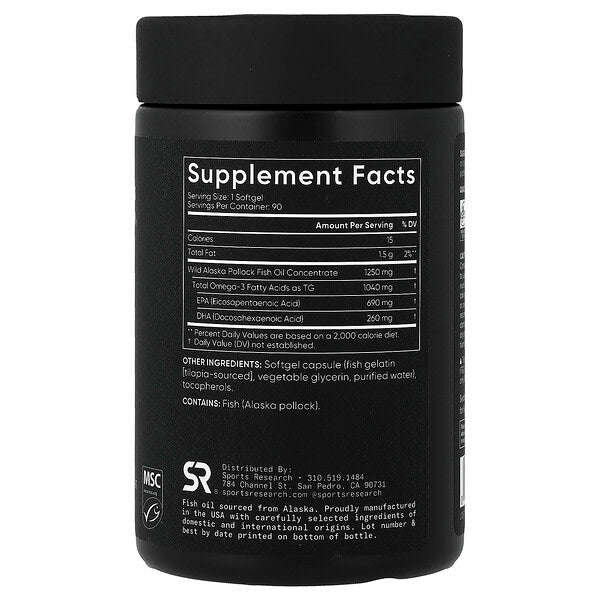 Sports Research Alaskan Omega 3 Balıq Yağı 90 Soft Kapsul YoxYox