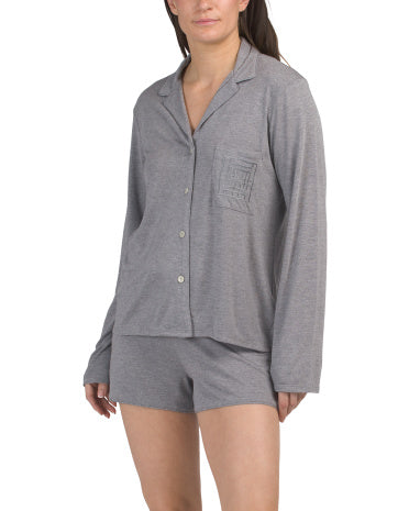 8 OAK LANE 2 Hissəli Satin Dənizçilik Qadın Pijama Dəsti
