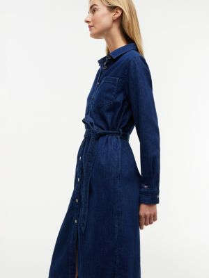 Tommy Hilfiger Denim Kəmərli Köynək Paltası, Tünd Yuyma YoxYox