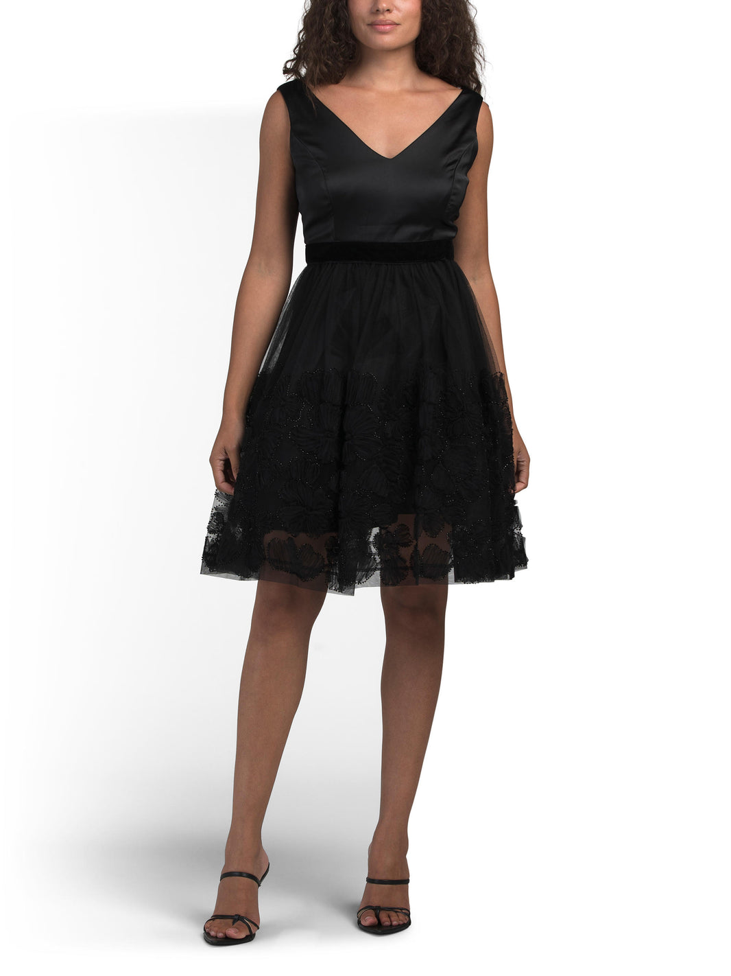 TAYLOR Tulle V-Neck Kokteyl Mini Geyimi