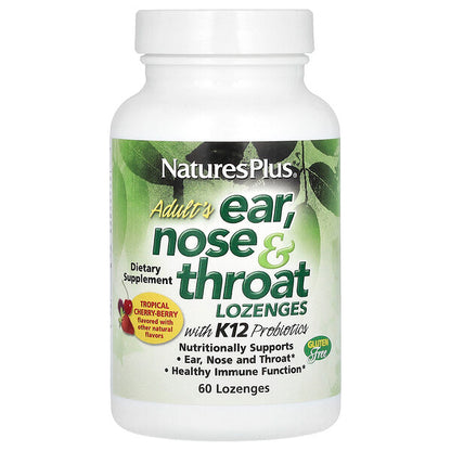 Naturesplus Adult S Qulaq Burun Boğaz Pastilləri K12 Probiotiklə Təbii Çoxmeyvəli Dad 60 Pastil