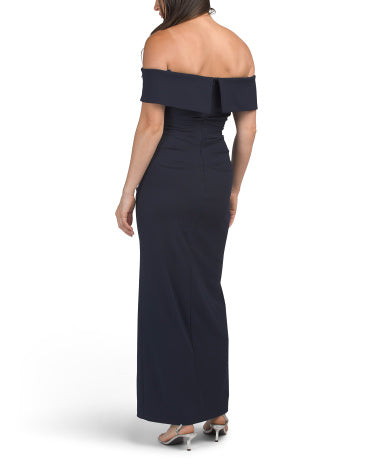 XSCAPE Petite Uzun Off The Shoulder Scuba Crepe Geyim