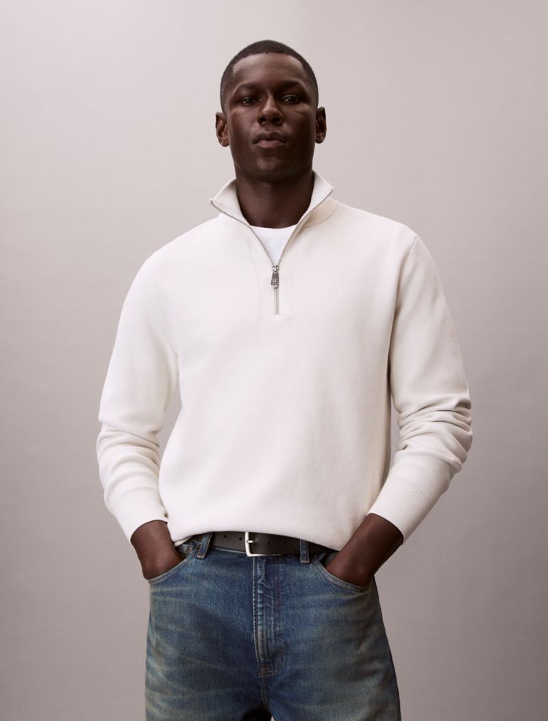 Calvin Klein Smooth Cotton Quarter Zip Sveteri