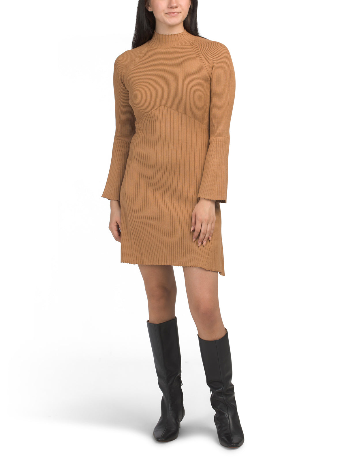 DRAPER JAMES Lennox Mock Neck Ribbed Knit Mini Geyim
