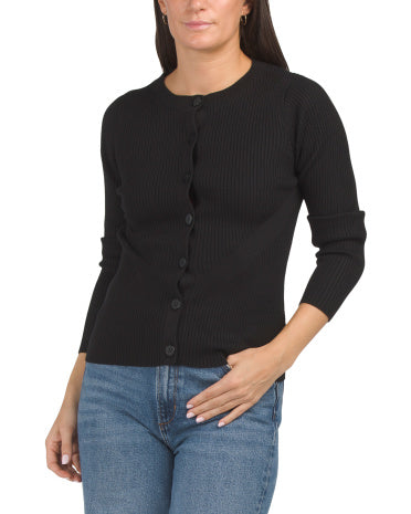 METRIC KNITS Ribbed Cardigan
