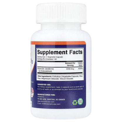 Vitamatic D3 Vitamini 1250 Mcg 50000 IU 60 Bitki Kapsulu