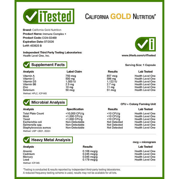 California Gold Nutrition Defender 7 C, D3, B6, Sink və Selenium 180 Veqetarian Kapsul