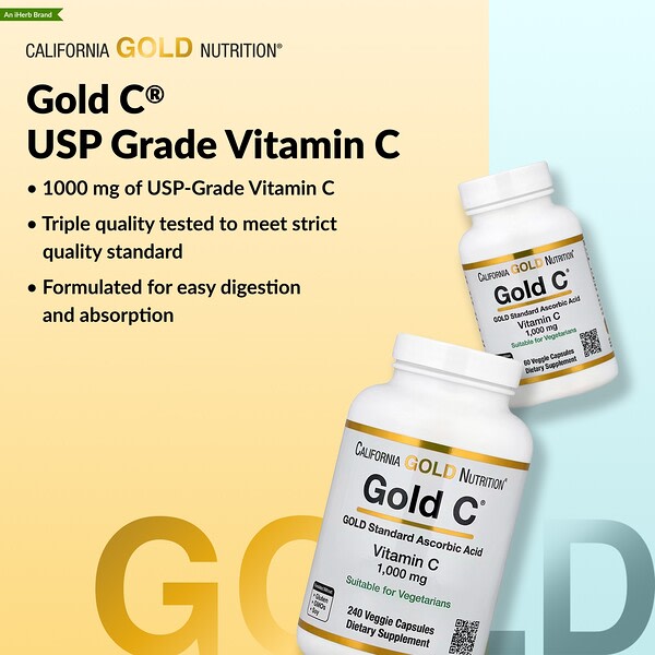 California Gold Nutrition Gold C USP Dərəcəsi C Vitamini 1000mg 60 Bitki Kapsulu