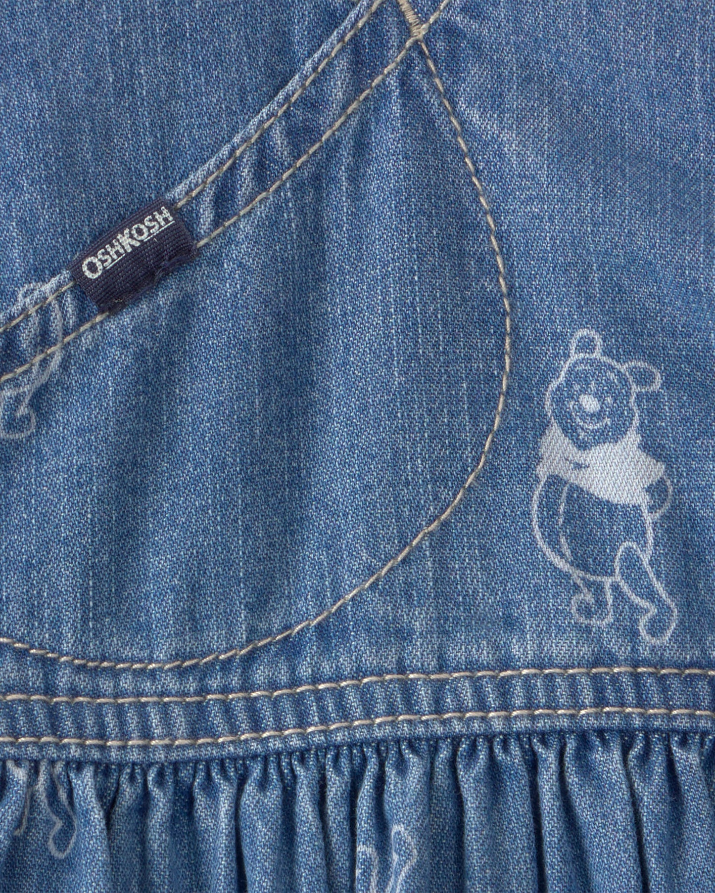 Carter's Qız Uşaq Disney© Winnie the Pooh Denim Sarğılı Etek Kombinezon - Açıq Yıkama