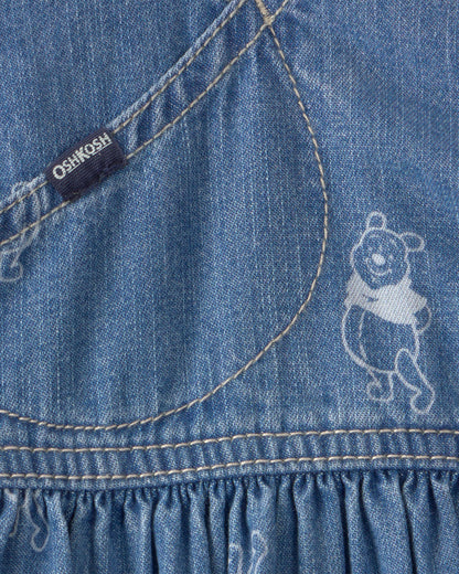Carter's Qız Uşaq Disney© Winnie the Pooh Denim Sarğılı Etek Kombinezon - Açıq Yıkama