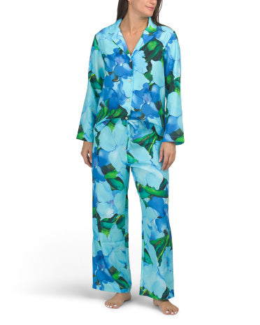NATORI Isla Notch Collar Top And Pants Pijama Dəsti