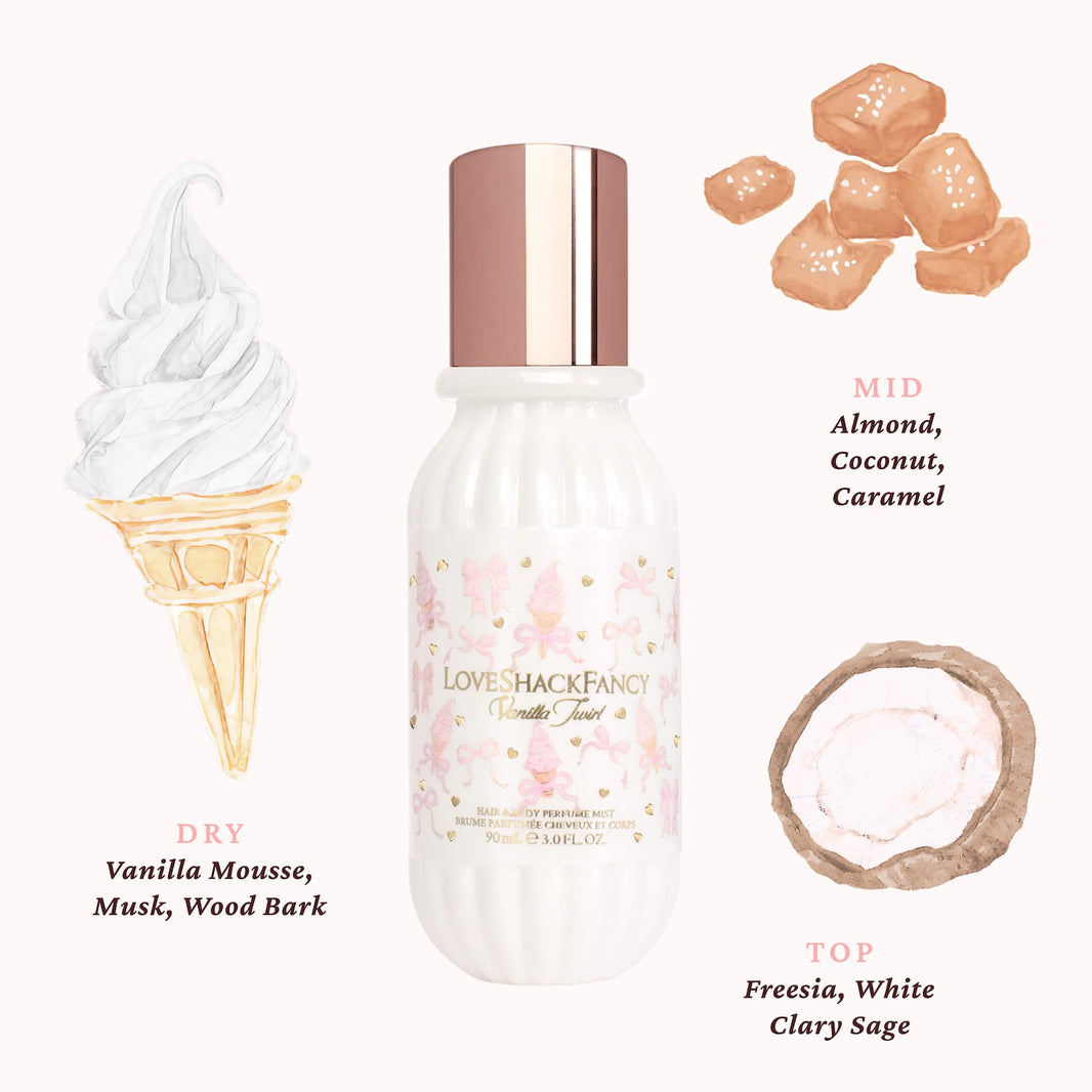 LoveShackFancy Mini Vanil Twirl Saç və Bədən Parfüm Spreyi