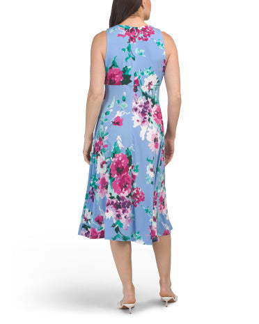 LONDON TIMES Açılı Ön Çiçəkli Midi Geyim