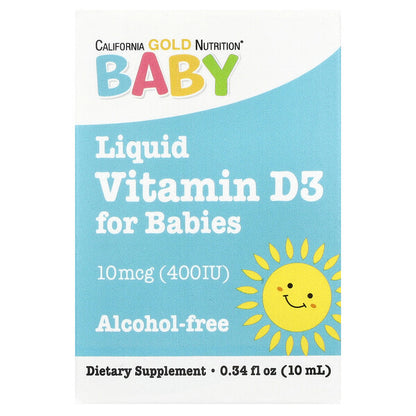 California Gold Nutrition Uşaq Vitamin D3 Damcıları 10 Mcg 400 Iu 10 Ml
