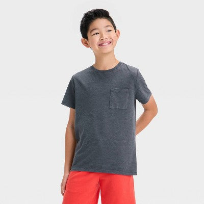Cat & Jack Oğlan Qısa Kollu Yıkama Cəbli T-Shirt Qara M