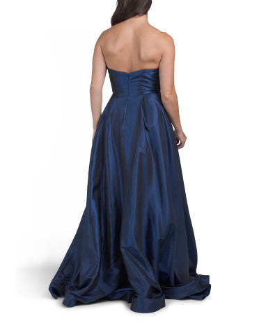 TERANI COUTURE Strapless 3D Çiçek Geyimi
