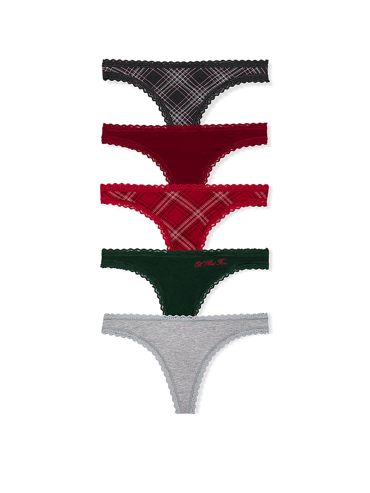Victoria's Secret 5 Paket Pamuk Dantel Hazırlı Tanga Slip