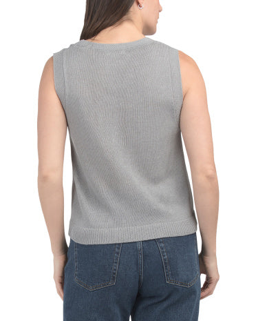 MAX STUDIO LONDON Linen Qarışığı Scoop Boyunlu Atlet