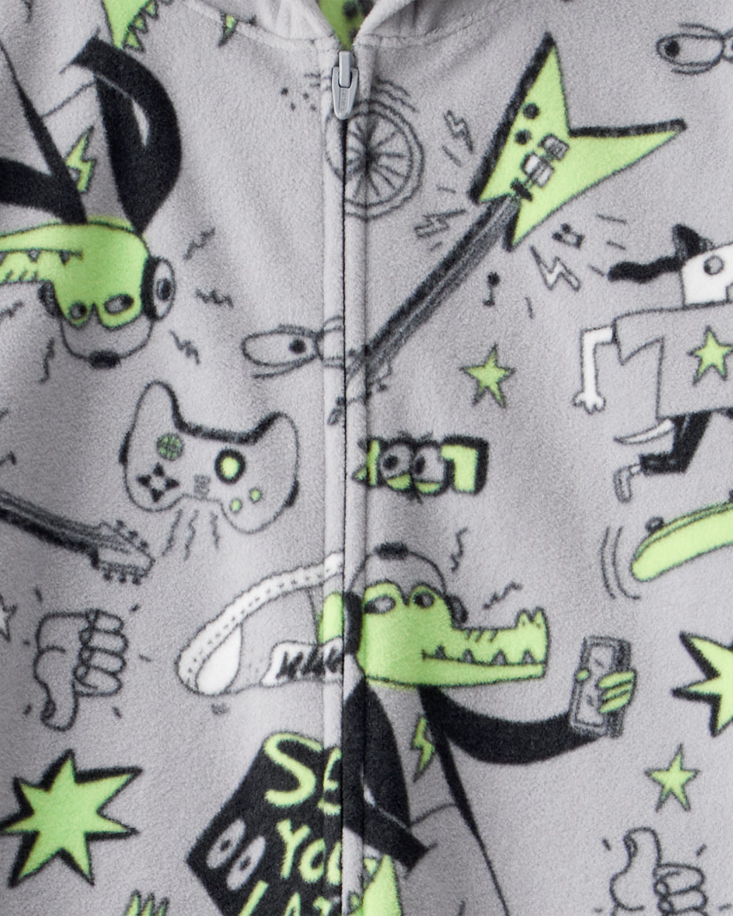 Carter's Oğlan Timsah Fleece Rahat Oturan Bir Parça Pijama