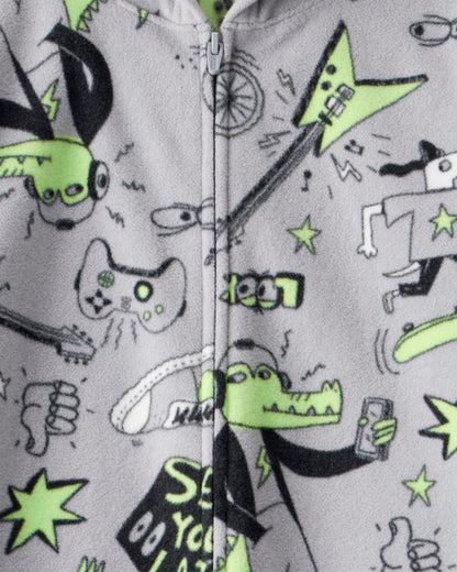 Carter's Oğlan Timsah Fleece Rahat Oturan Bir Parça Pijama