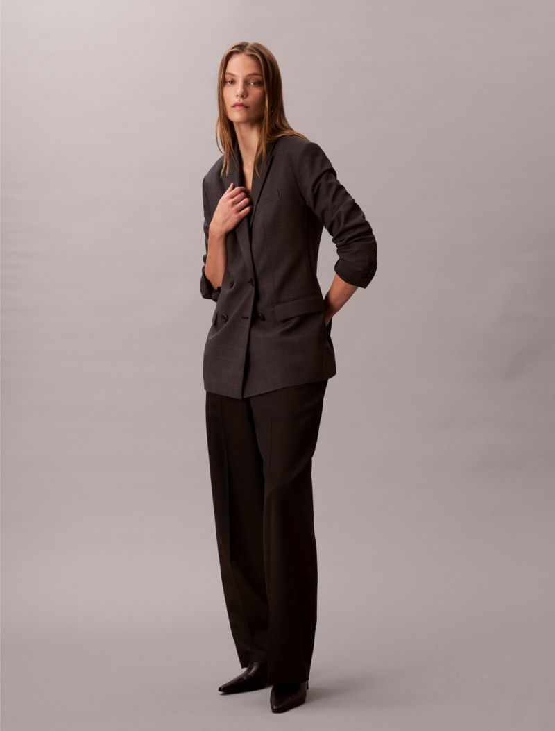 Calvin Klein Houndstooth Yün Qarışımlı Rahat Gödəkçə