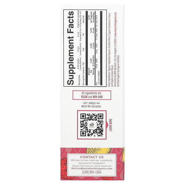 Maryruth S Üzvi İonik Sink Maye Damcıları Çiyələk Limon 3 Mg 120 Ml