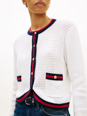 Tommy Hilfiger Qızılı Düymələr ilə Dokulu Toxunma Kardiqan, Fil Dişi