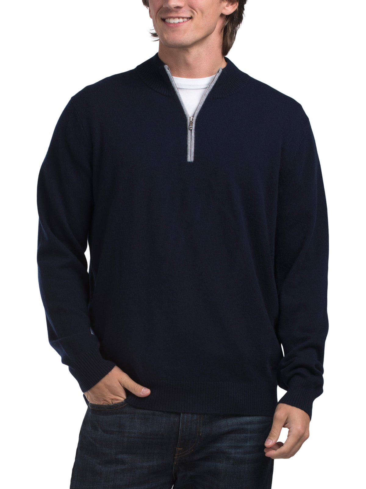 Cashmere Niccolo Quarter Zip Sweater Kaşmir Yarım Fermuar Svitər