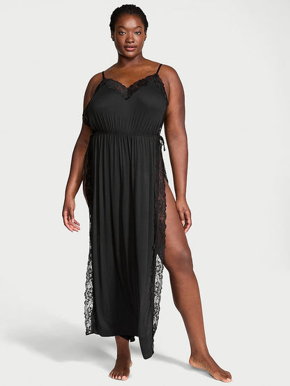 Victoria's Secret SoSoft™ Modal Ribbed Lace-Trim Uzun Slip Geyimi