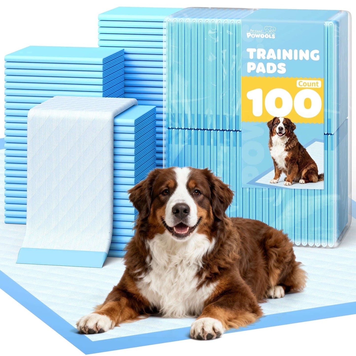 Powools Puppy Pads, 33.5" x 27.5" X-Large 6-Qatlı, 100 Sayda İt Sidik Yastıqları Güclü Udma Qabiliyyəti ilə YoxYox