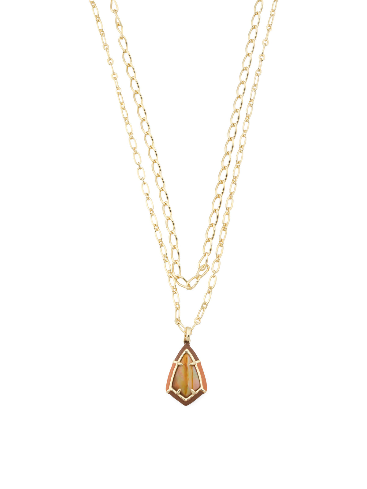 KENDRA SCOTT Gold Amber Illusion Camry Emali Çərçivəli Boyunbağı
