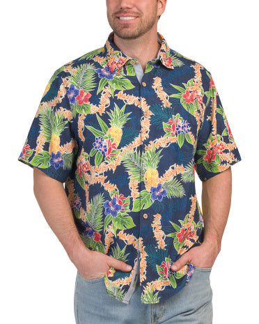 Big and Tall Silk Blend Lei In Paradise Köynək
