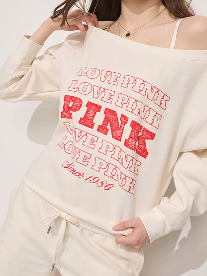 PINK Campus Fleece™ Rib Off-The-Shoulder Sweatshirt