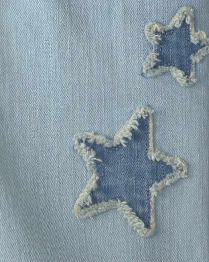 OshKosh B'gosh Qız Ulduz Naxışlı Denim Qısaltma Kombinezon - Açıq Rəng