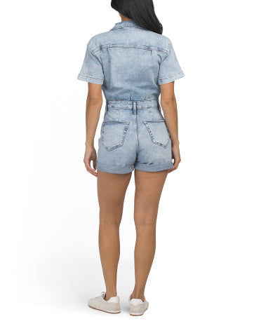 Denim Romper Jins Kombinezonu