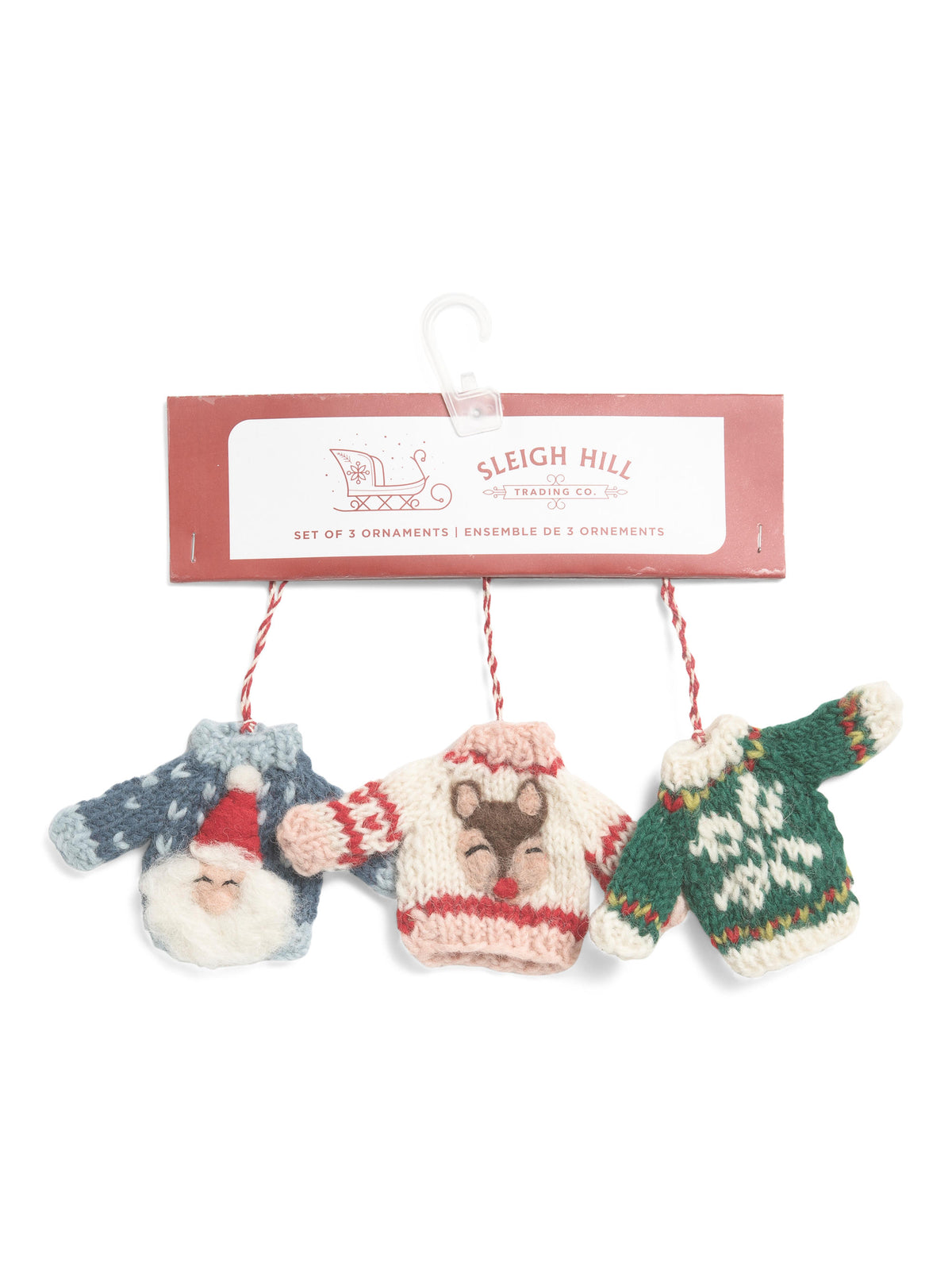 SLEIGH HILL TRADING COMPANY 3 Lü Bağlı Sviter Ornamenti Seti