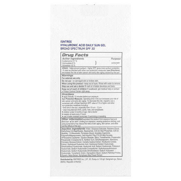 Isntree Hialuron Turşusu Günlük Günəş Geli SPF 30 1.69 Fl Oz 50 Ml YoxYox