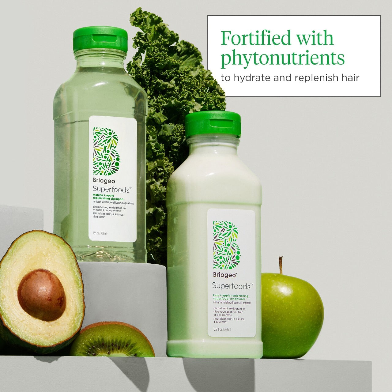 Briogeo Superfoods Alma, Matcha + Kale Qidalandırıcı Şampun + Saç Balzamı Dueti
