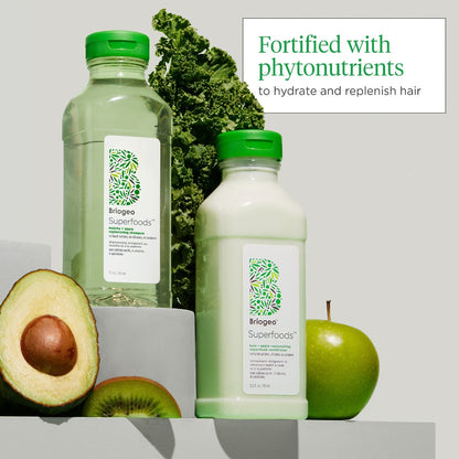 Briogeo Superfoods Alma, Matcha + Kale Qidalandırıcı Şampun + Saç Balzamı Dueti