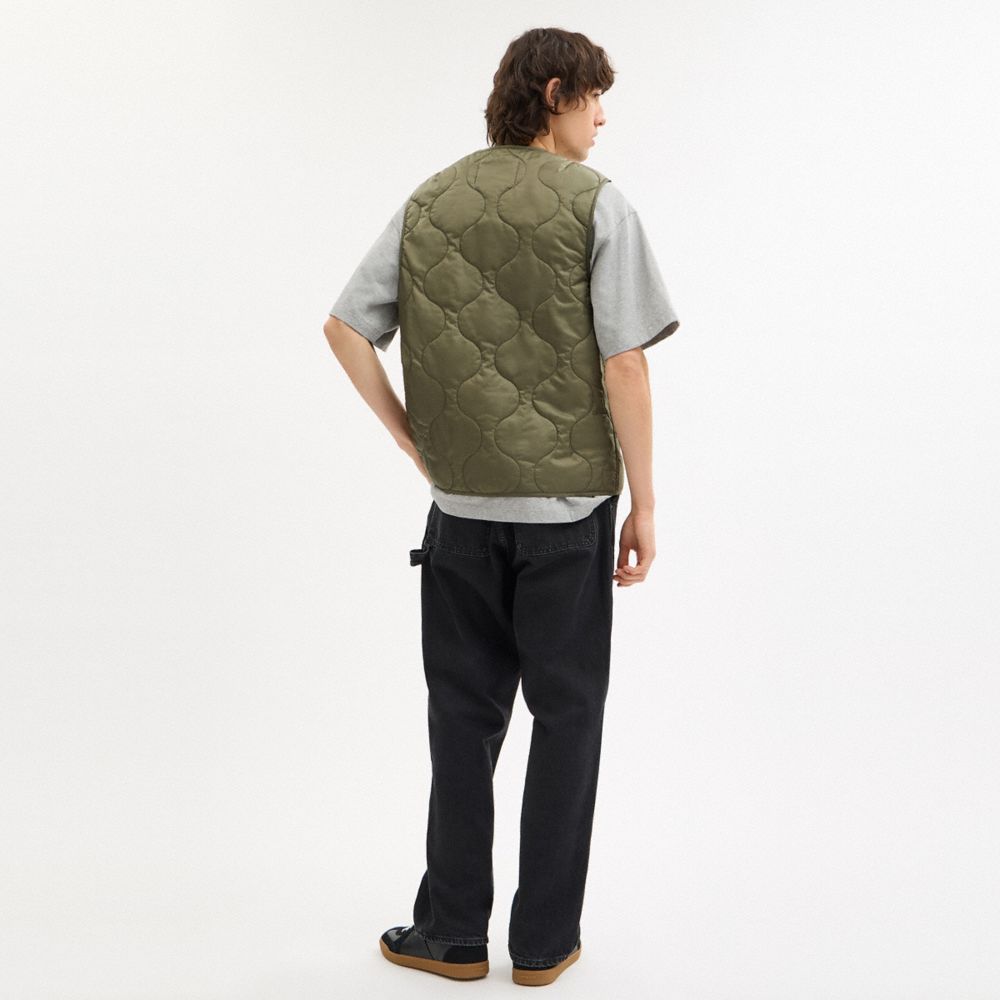 Coach Quilted Yelek Təkrar İstifadə Olunan Polyesterdan