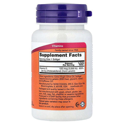 Now Foods D Vitamini 3 Yüksek Potensiyel 125 Mcg 5 000 Iu 120 Yumuşak Kapsül YoxYox