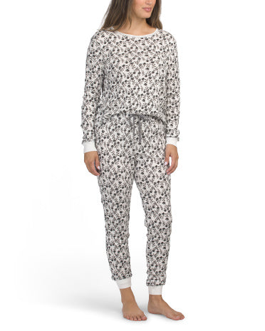 POPPY &amp; CLAY Organic Cotton Sweet Pointelle Knit Pijama Üstü və Şalvarı Dəsti