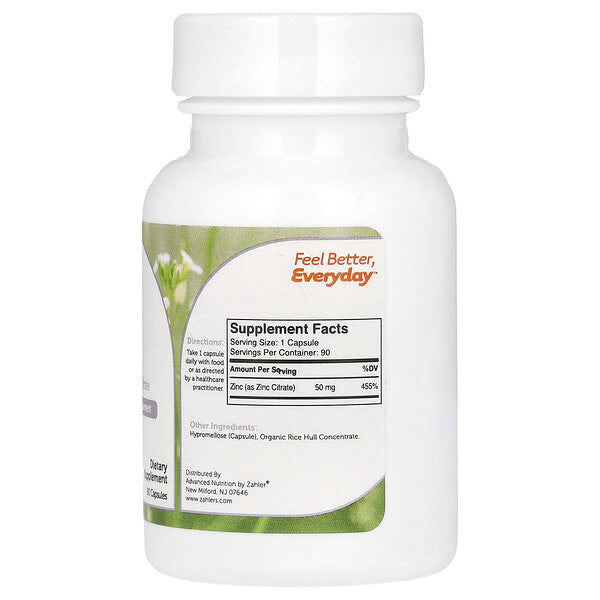 Zahler Zinc Bioaktiv Sink Sitrat 90 Kapsul 50 Mg