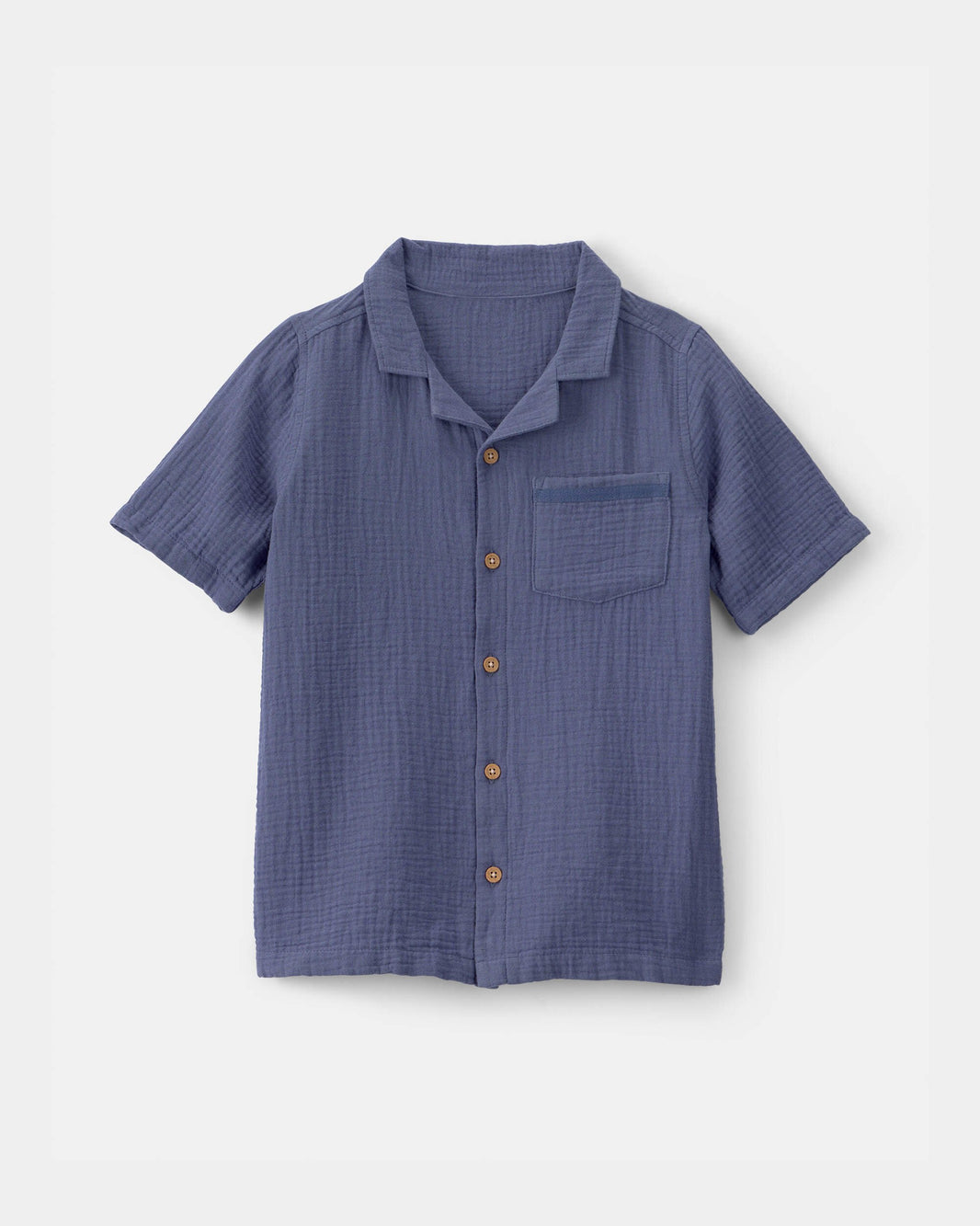OshKosh B'gosh Oğlan Qısa Sərgəyli Düymələnən Köynək - Mavi