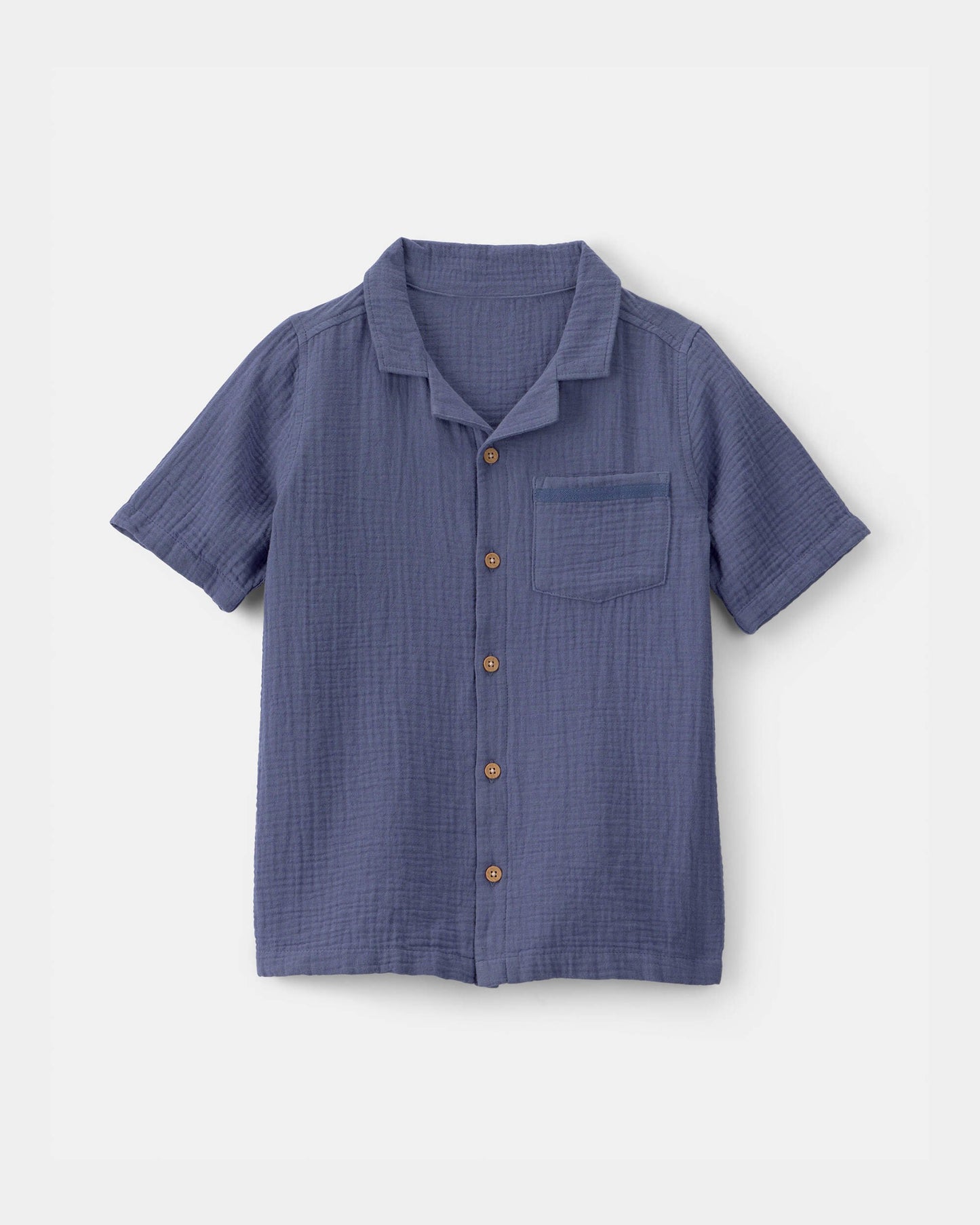 OshKosh B'gosh Oğlan Qısa Sərgəyli Düymələnən Köynək - Mavi