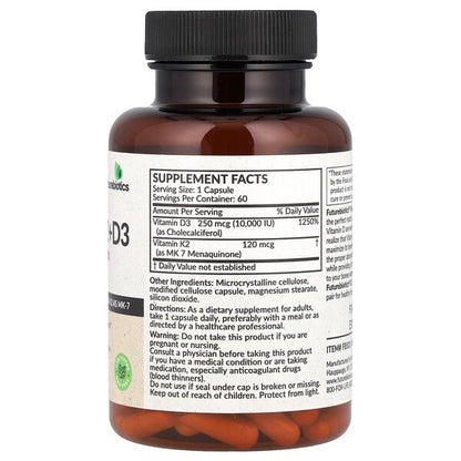 Futurebiotics K2 D3 Vitamin Əlavə Güc 60 Kapsul